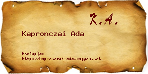 Kapronczai Ada névjegykártya